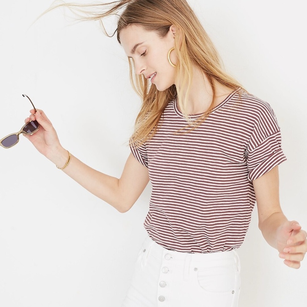 Madewell Whisper Cotton Crewneck Tee in Daniela Stripe